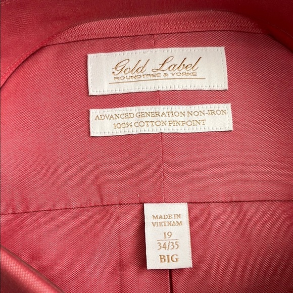 Roundtree & Yorke Red Dress Shirt Classic Button-Down - Picture 2 of 11